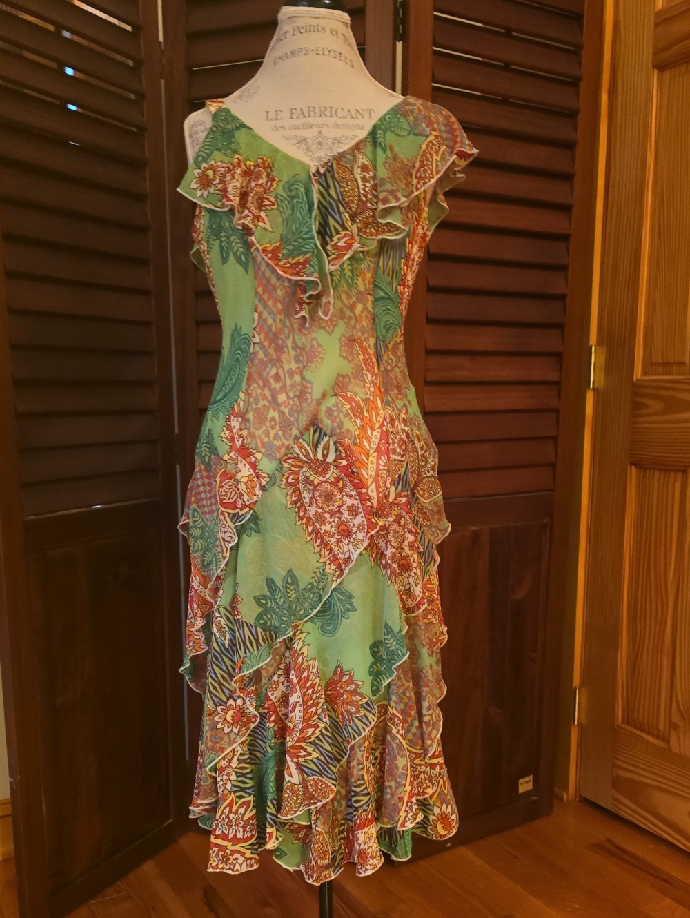 Robbie Bee Green Floral Ruffle Midi Dress